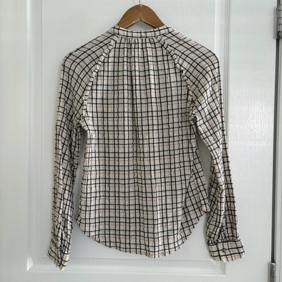 Pilcro Crinkle Plaid Button Front Shirt Medium Anthropologie - Picture 5 of 9